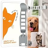 Metal Cat Door Latch, Door Prop for Cats, Easy Install, Durable & Foldable, 【5 Adjustable Sizes】 Keep Interior Door Cracked Open for cat - Dog Proof Cats Feeding Station, No Wall Damage