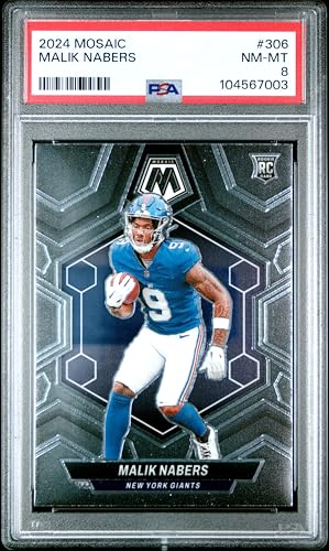 Graded 2024 Panini Mosaic Malik Nabers #306 Rookie RC Football Card PSA 8 Near Mint