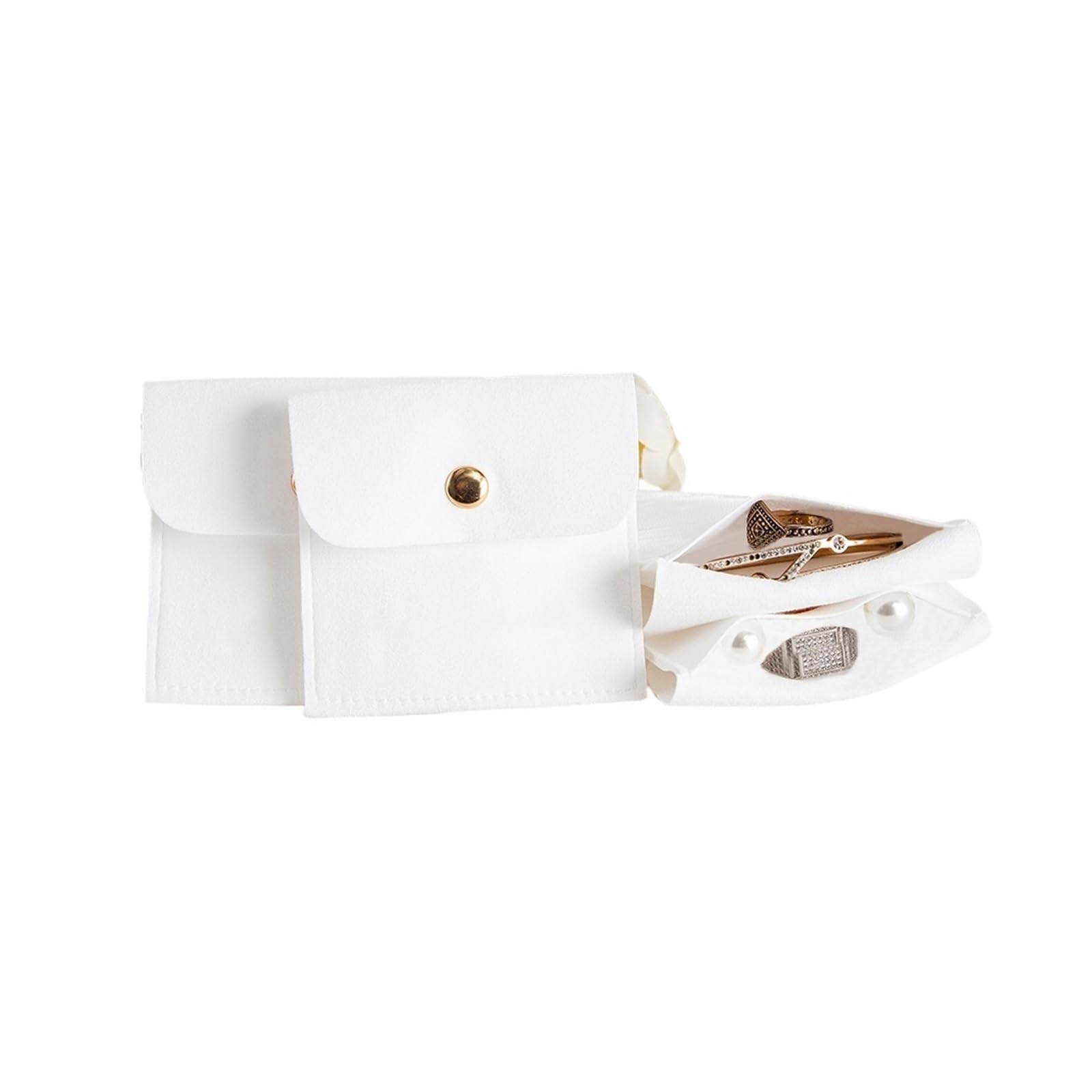 SHENJMAI Velvet Jewelry Pouches 50/10/1pcs Velvet Bag Jewelry Presents Bags for Earrings Necklace Wedding Package Candy Favor(White,1pcs)