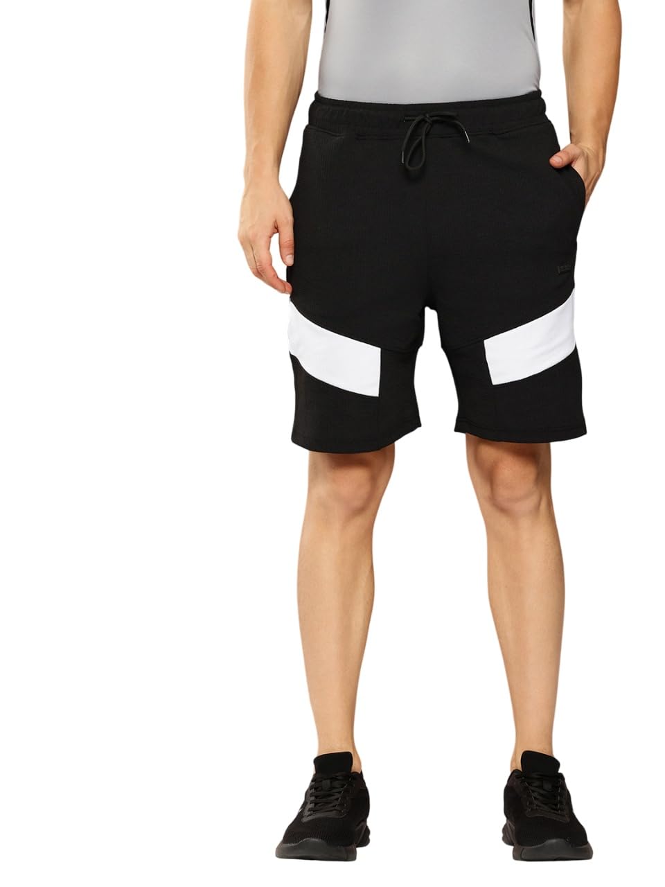 Men Black Colorblocked Activewear Short