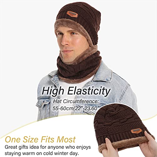 Mens Womens Winter Beanie Hat Scarf Set Warm Knit Hat Thick Fleece Lined Winter Cap Neck Warmer For Men Women #TOP1