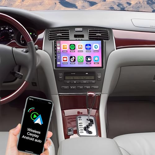Vorally 9Inch Wireless CarPlay Screen for Car Compatible with ES300 ES330 XV30 2001-2006, 2G+32G Android 13 Car Stereo Radio with Wireless Android Auto Bluetooth GPS WiFi Mirror Link AHD Backup Camera
