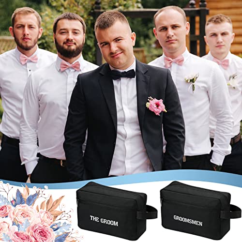 Kacctyen 10 Set Groomsmen Gifts Men Toiletry Bags Men's Travel Shaving Kit Oxford Cloth Travel Bag Toiletry Case Pouch Gifts for Wedding Bachelor Party Favors4
