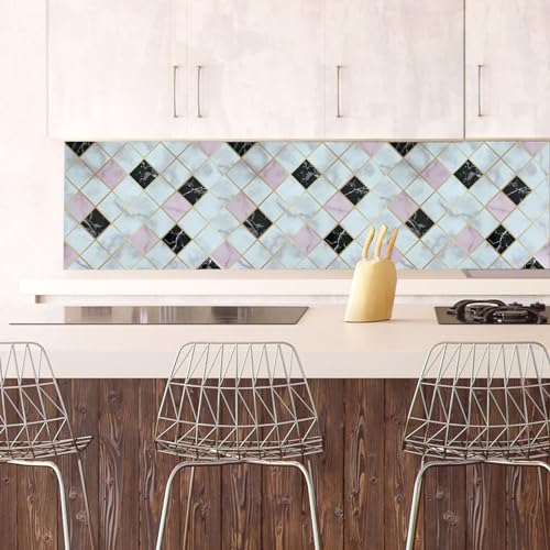 Image of SARVATRAY Self-Adhesive Wallpaper, Kitchen Oil Proof Heat Resistant Stickers, Vinyl Sheet for Wall 2 X 6.5 SQ FT (2 M Triangle Multi WS)