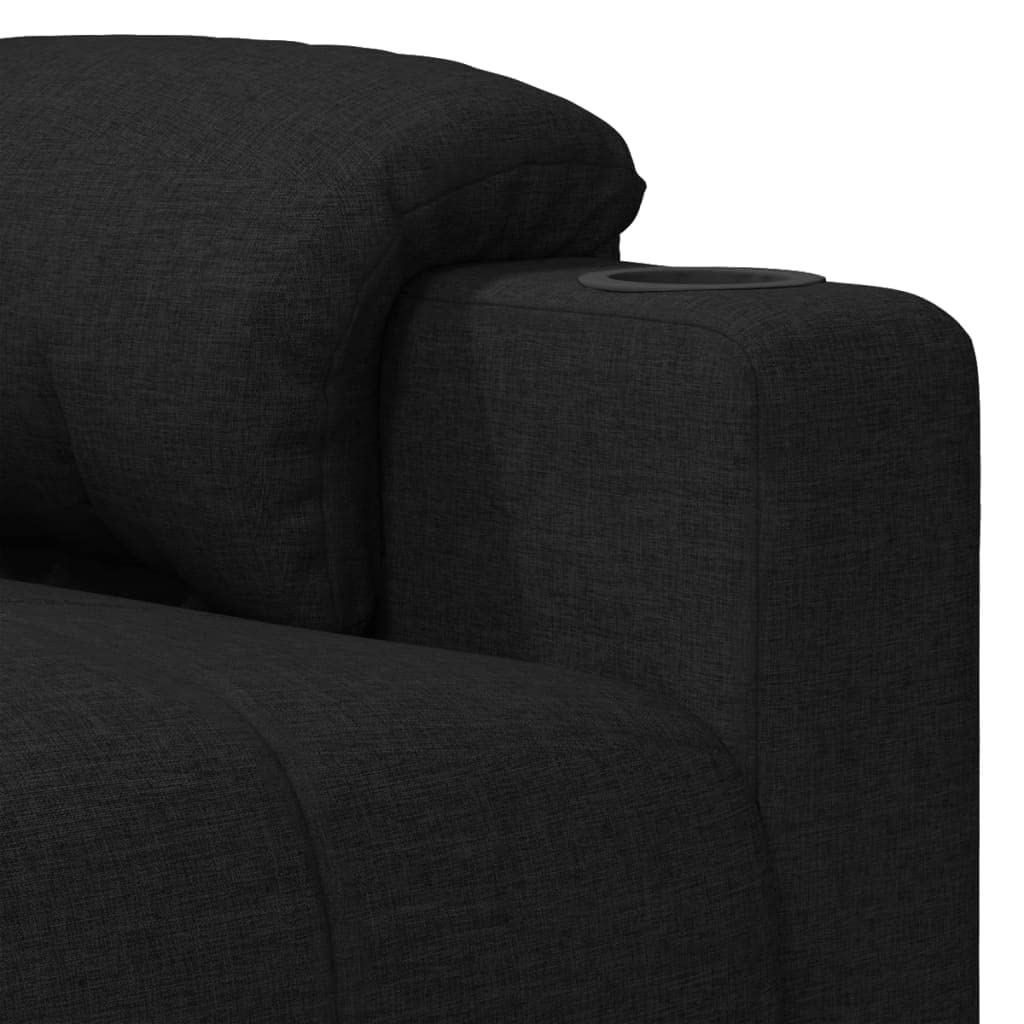 Sillón de relax eléctrico de tela negra con mando a distancia, 3 posiciones, cómodo sillón de TV con asiento acolchado y funda transpirable, sólido