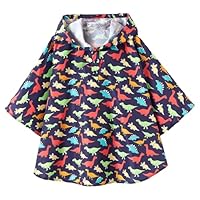 QIKADO Rain Poncho Children's Waterproof Baby Girls Boys Foldable Ultralight Bicycle Outdoor for 1-12 Years, Multicoloured dinosaur, 3-5 Years