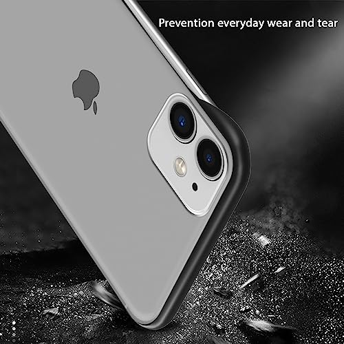 Image of Amazon Basics Cover for iPhone 11 |Hybrid Frameless|Full Camera Protection|Raised Edges|Frosted Matte Translucent Bumper Case(Black)