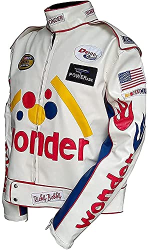 Men Ricky Bobby Wonder White Faux Leather Jacket3
