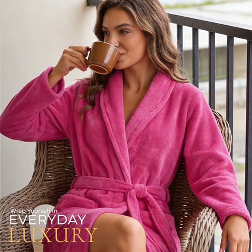 Image of HEARTNICE Womens Fleece Robes, Soft Plush Long Bathrobe, Thick Kimono Robes for Womens, Warm House Coat