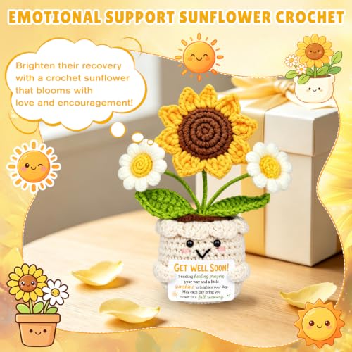 Get Well Gifts for Women After Surgery, Handmade Positive Sunflower Crochet - Image 2