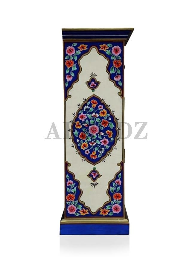 Image of APRODZ Hand-Painted Solid Wood Sideboard Cabinet with 2 Doors & 2 Drawers | Wooden Storage Cabinet for Bedroom Living Room & Kitchen | Crockery Cabinet, Kitchen Storage | Multicolor, 24x12x36 Inches