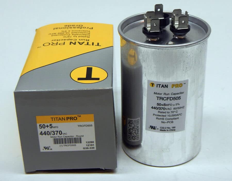 Replacement TRCFD505 HVAC Round Dual Motor Run Capacitor 50/5 MFD/UF440/370 Volts