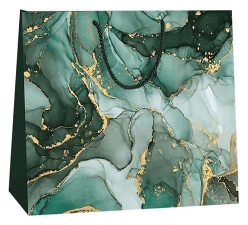 ギフトバッグ、 シンプルな衣料品店 スキンケア製品 ギフト用 通勤用 トートバッグ 紙袋(グリーン)