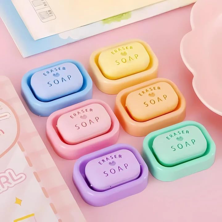Image of Parshya Mini Soap Eraser Rubber for Kids Girls Boys Childern Birthday Return Gift,Classroom Non Dust Eraser Birthday Return Gift School College Stationery Suppliers(Pack of 6pcs)