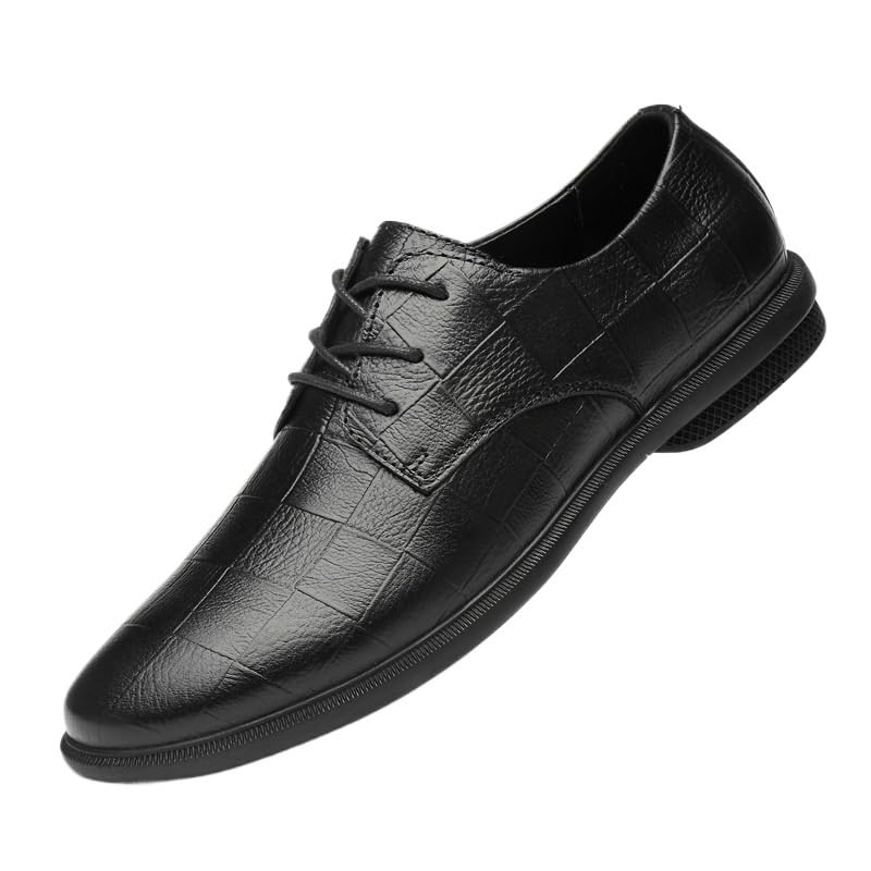 Gray Dress Shoes for Men Lace Up Fashion Classic Pointed Toe Low Top Leather Dress Shoes