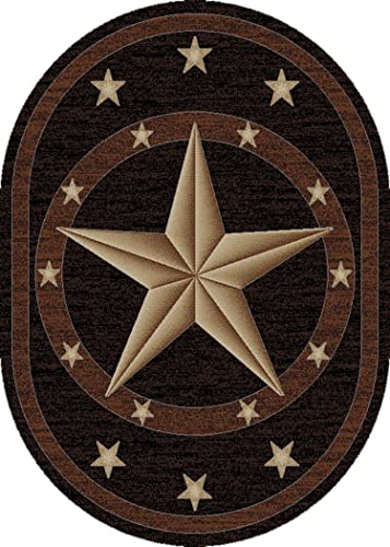 Rustic-Lodge-Texas-Star-Area-Rug-53-W-x-73-L-Oval-Black-3683 Rustic Lodge Texas Star Area Rug 53 W x 73 L Oval Black 3683