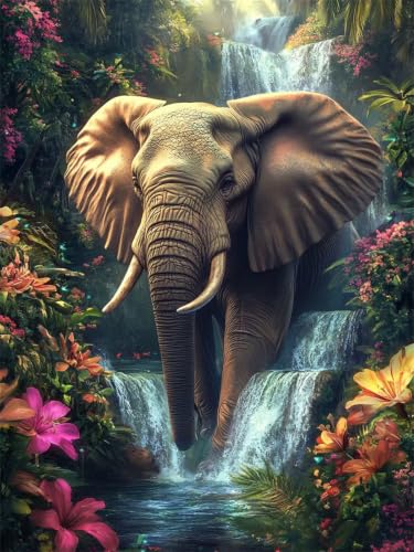 Diamond painting de elefante 5D para decorar tu salón con manualidades creativas 2