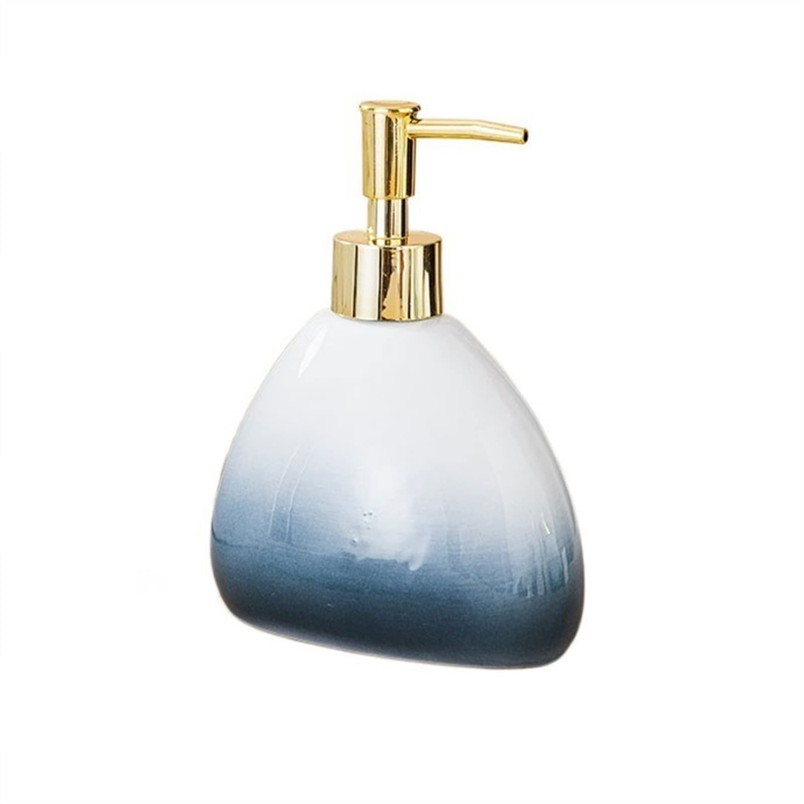 Dispenser per doccia creativo e unico, porta sapone liquido a pressione per WC, flacone per lozione di alta qualità da 380 ml in ceramica, dispenser multifunzionale a due scomparti (colore: Blu)