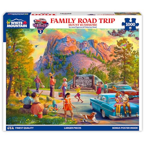 Rompecabezas White Mountain 1000 Piezas, Viaje Familiar en Auto Monte Rushmore | Piezas Grandes, Regalo para Adultos y Familia, 24"x30" miniatura 1
