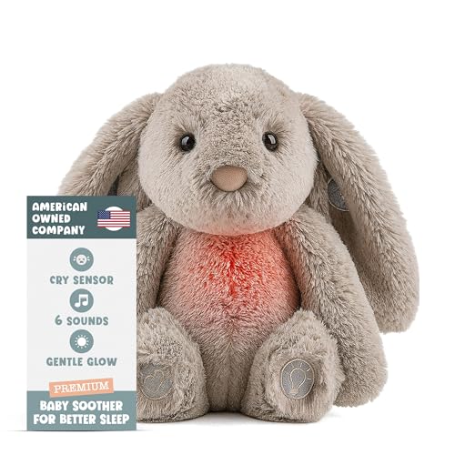 Image of Gemma Joy Baby Sleep Soother Bunny for Baby – Cry Activated Heartbeat Stuffed Animal – Rechargeable Crib Soother with White Noise, Shush, Lullabies & Night Light – Newborn Essentials Must Haves