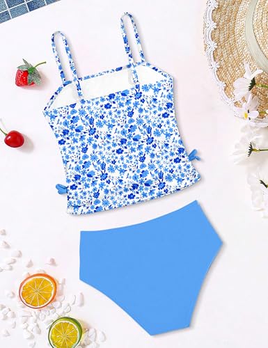 Image of Girls Tankini Swimsuits Two Piece Bathing Suit Drawstring Swimwear Set for Girls 7-18 Years