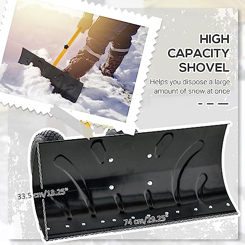 Outsunny US843-002YL0131 Snow Shovel With Wheels thumb #5