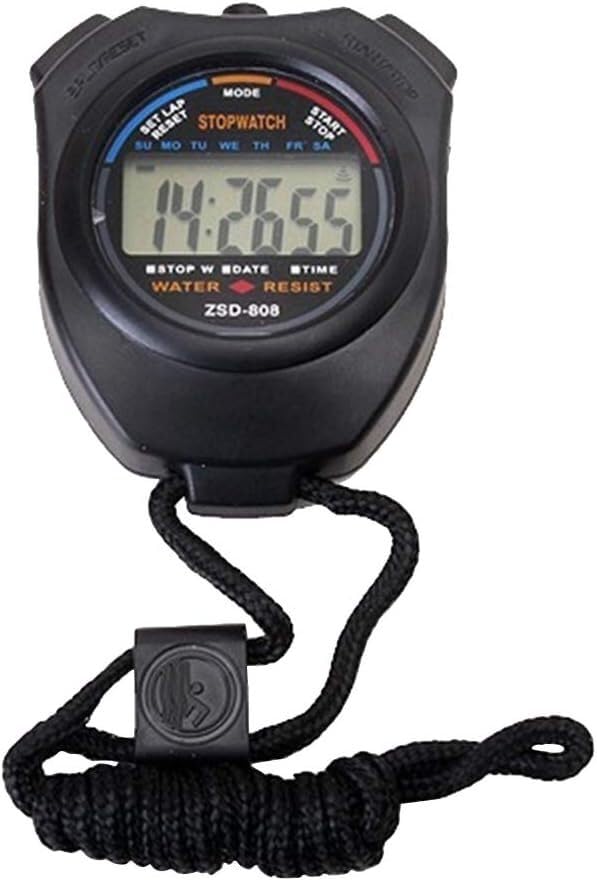 Cronómetro profesional de dos vías, electrónico, multifunción para deportes con silbato metálico (Negro) miniatura 5