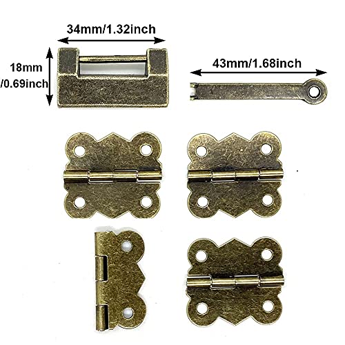 Antique Bronze Butterfly Hasp Latch Buckle Vintage Padlock Lock Latches Box Corner Protectors And Butterfly Hinge Small Wooden Box Hardware Kit For Repair Decorative Jewelry Box Retro Design #TOP3