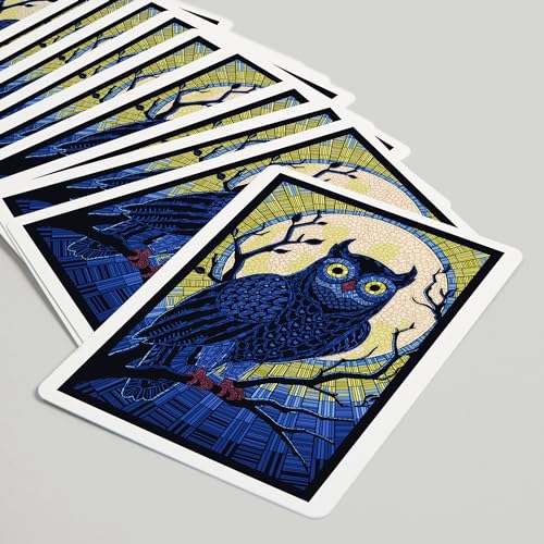 Lantern Press Búho, Mosaico de Papel, 52 Cartas Póker miniatura 5
