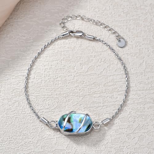 Urn Bracelet for Ashes 925 Sterling Silver Dainty Gemstone Cremation Bracelet for Ashes Keepsake Jewelry Memorial Gifts for Women Mom4