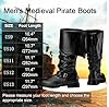 Cutecrop Medieval Pirate Boots Men Gothic Renaissance Boots Vintage Viking Leather Shoes for Halloween Pirate Costume Cosplay, Black, 12 #1