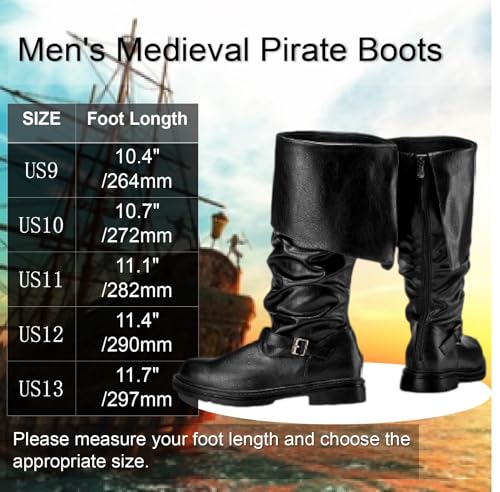 Image of Cutecrop Men's Medieval Pirate Boots Renaissance Costume Boots | Fantasy Cosplay Shoes, Faux Leather, Viking Gothic Leather Shoes