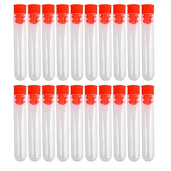 Generic E_14013978 Imported 20 Pieces Non Graduated Plastic Test Tubes Laboratory Test Tool with Screw Caps