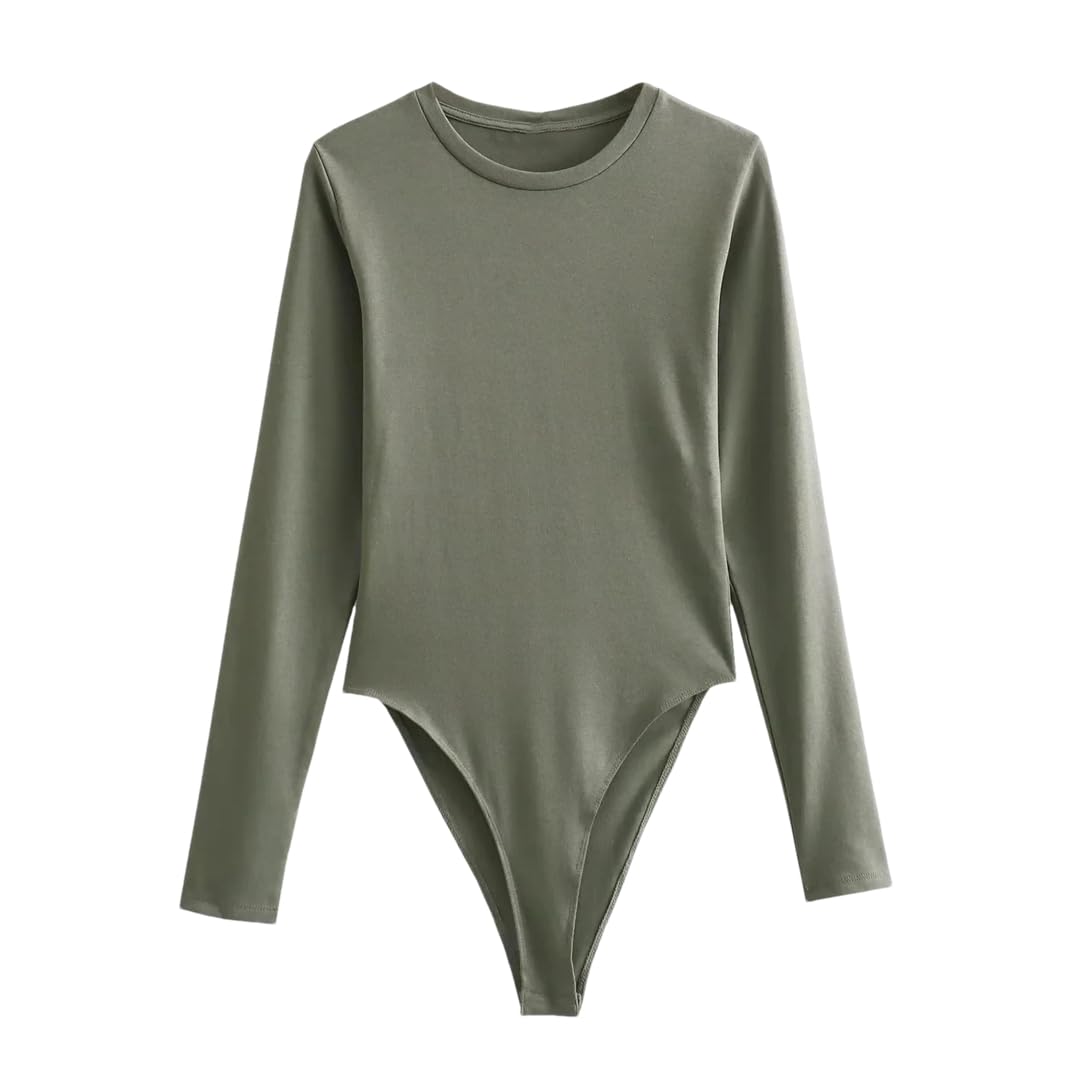 Hndudnff Damskie body z długim rękawem zapinane na guziki body vintage pajacyki solidne body kombinezon, 4, M