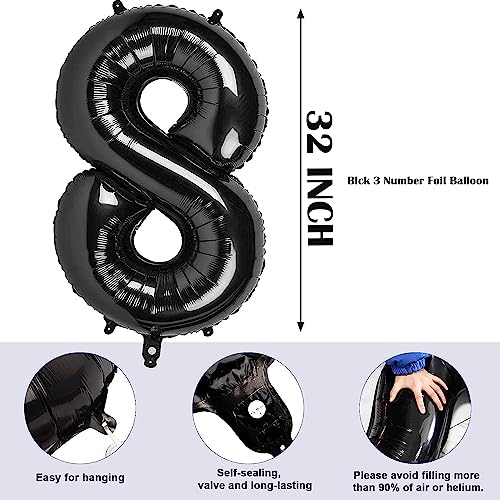 Image of Rozi Decoration 32 Inch 18 Number Black Foil Balloons for Happy Birthday Decoration, Happy Anniversary, Graduation, Achievement Celebration Party Pack of 2 Pcs