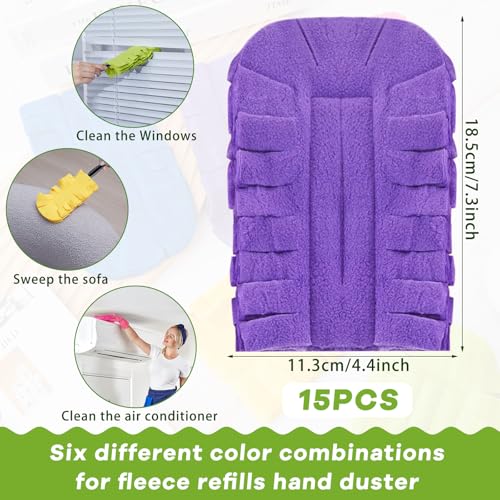 Image of Zubebe 15 Pcs Reusable Duster Refills Fleece,Dark Color | Soft Polyester Fiber Flat Duster Refill Multi Surface Washable Cleaning Pad Tools for Home, Blinds, Car, Pet, Furniture, Fans