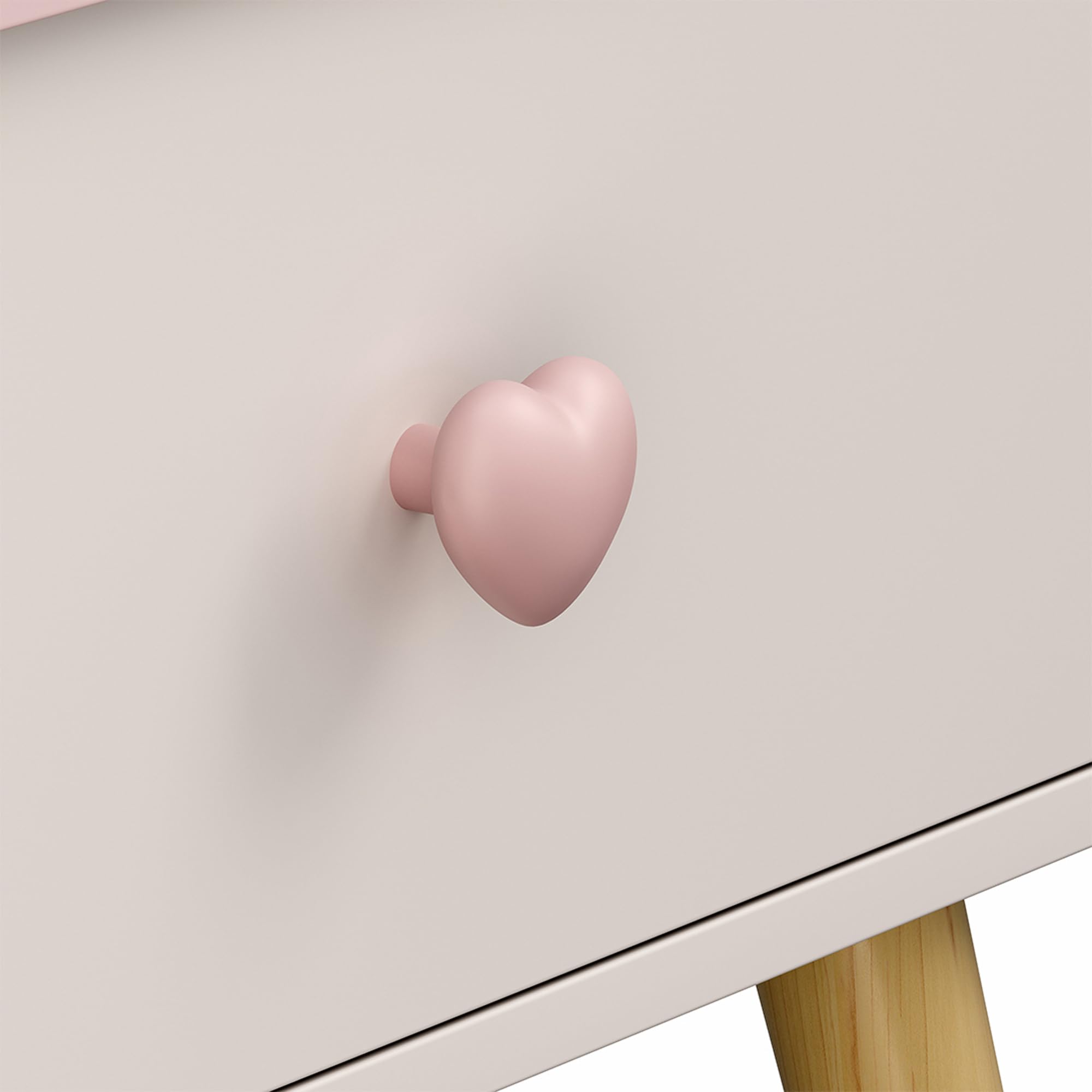 [en.casa] Table de Chevet pour Enfant Table d'Appoint Tiroir avec Poignée en Forme de Coeur pour Chambre Panneau de Particules MDF Bois de Pin 31 x 38 x 30 cm Blanc Rose