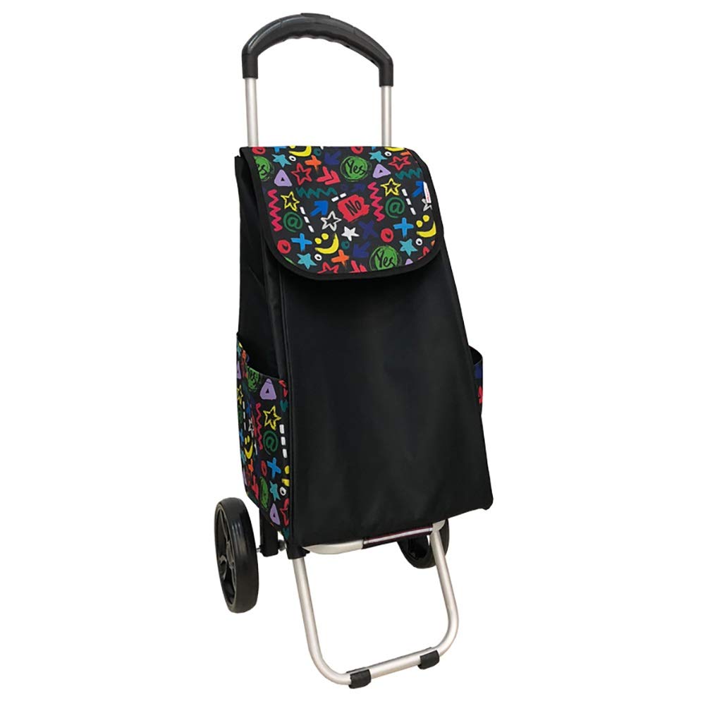 Carts,Hand Trucks Folding Shopping Trolley 2 Wheel Lightweight Push Pull Shopping Cart Bag Luggage Grocery Trolleys C (D)