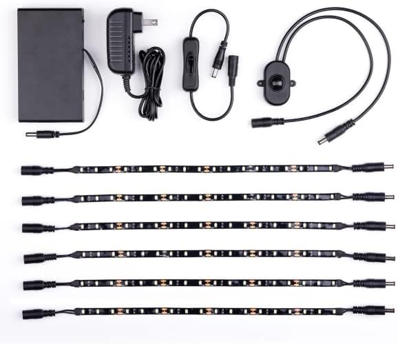 Gun Storage Solutions Gun Safe Light Kits - (6) 12 Inch LED Light Strands + Motion Sensor + Manual Switch + Battery Pack + AC Plug in Adaptor