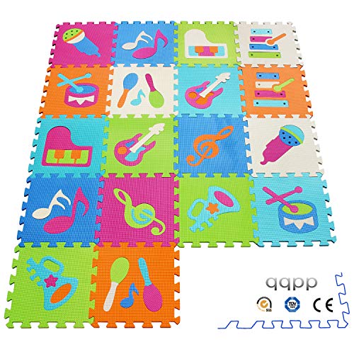 qqpp EVA Puzzle Tapis Mousse Bebe - Idéal pour Les Tapis De Jeux Enfant,18 Dalles(32*32*1cm), Instruments de Musique. QQP-0909f18N