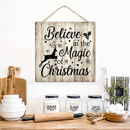 Panneau en bois magique de Noël déco maison 30x30cm - 5