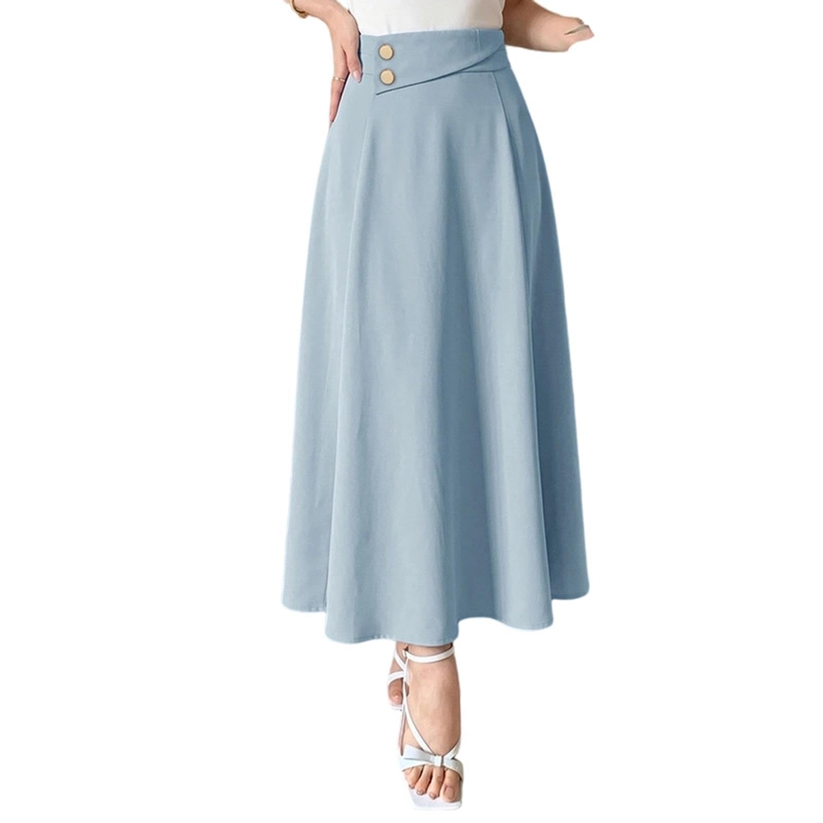 Gonna Midi A Trapezio A Vita Alta da Donna,Gonne Svasate