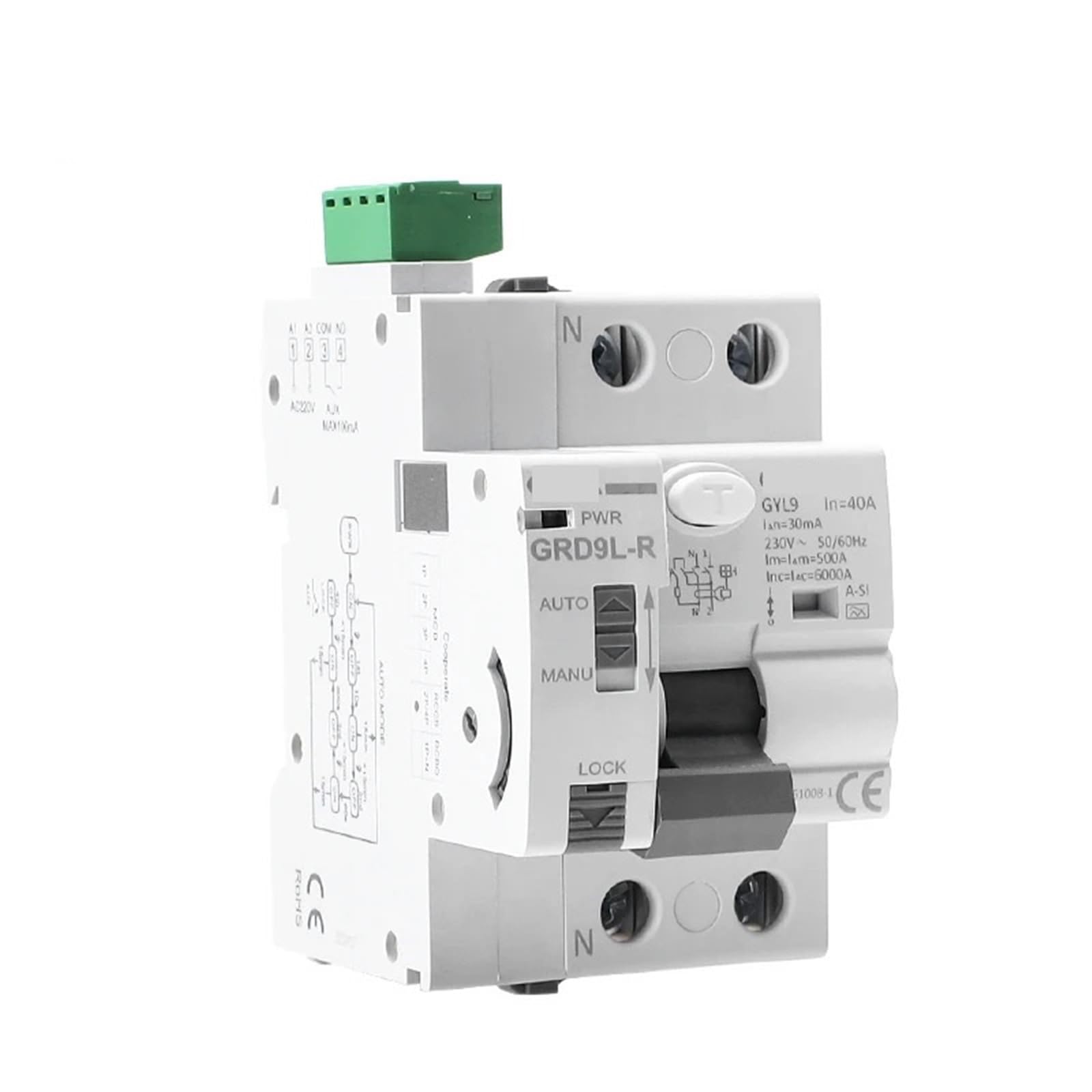NVSFZGIYG GRD9L-R with GYL9 Type A-SI Automatic Reclosing Leakage Circuit Breakers 2P 4P 40A 63A 30mA RCD Electromagnetic 1Pcs(A-SI 4P-63A-30mA)
