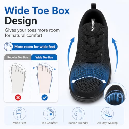 Image of Womens Platform Wide Walking Shoes Breathable Sneakers with Air Cushion Sole for Women, Lace-Up Width Shoe for Travel
