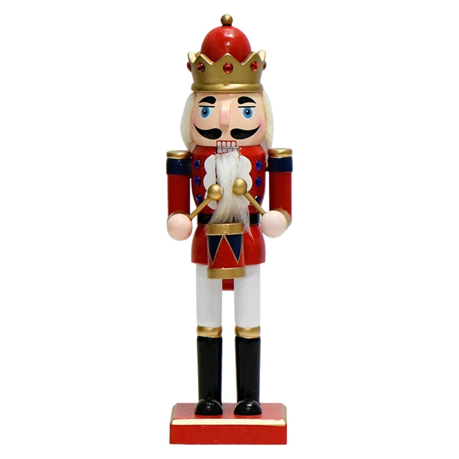 LIXSAZSE Nutcracker Figurine Christmas Nutcracker Figurine Statue Xmas Tree Beautifully Crafted Home Decor Winter Celebrations Indoor Party Winter Table, Red Drumstick, 7.8x8x25.5cm