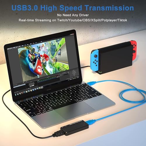 4K HDMI Video Capture Card, USB 3.0 Game Capture Card for Live Streaming, 4K30 Full HD 1080P 60fps for PC, PS5/PS4, Nintendo Switch, Xbox Game Console, Webcam, DSLR