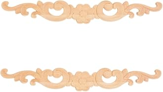 MUXSAM Wood Appliques Decorative Carved Onlays, Long Wooden Decals DIY Furniture Decor Rosette Carvings for Door Cabinet Mirror Dresser Bed Wall Fireplace Mantels, 2-Pack, 40x6cm/15.8"x2.4"