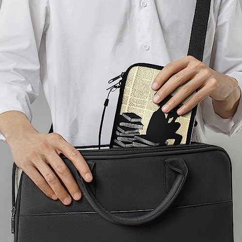 kwmobile Neoprene e-Reader Pouch Size 6" eReader - Universal eBook Sleeve Case with Zipper, Wrist Strap - Black/Beige - Image 3