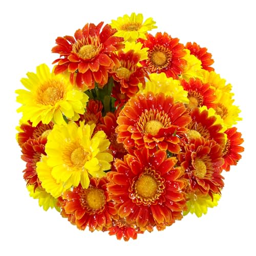SNAIL GARDEN 20 têtes de marguerites artificielles, 2 couleurs de fleurs gerbera en soie