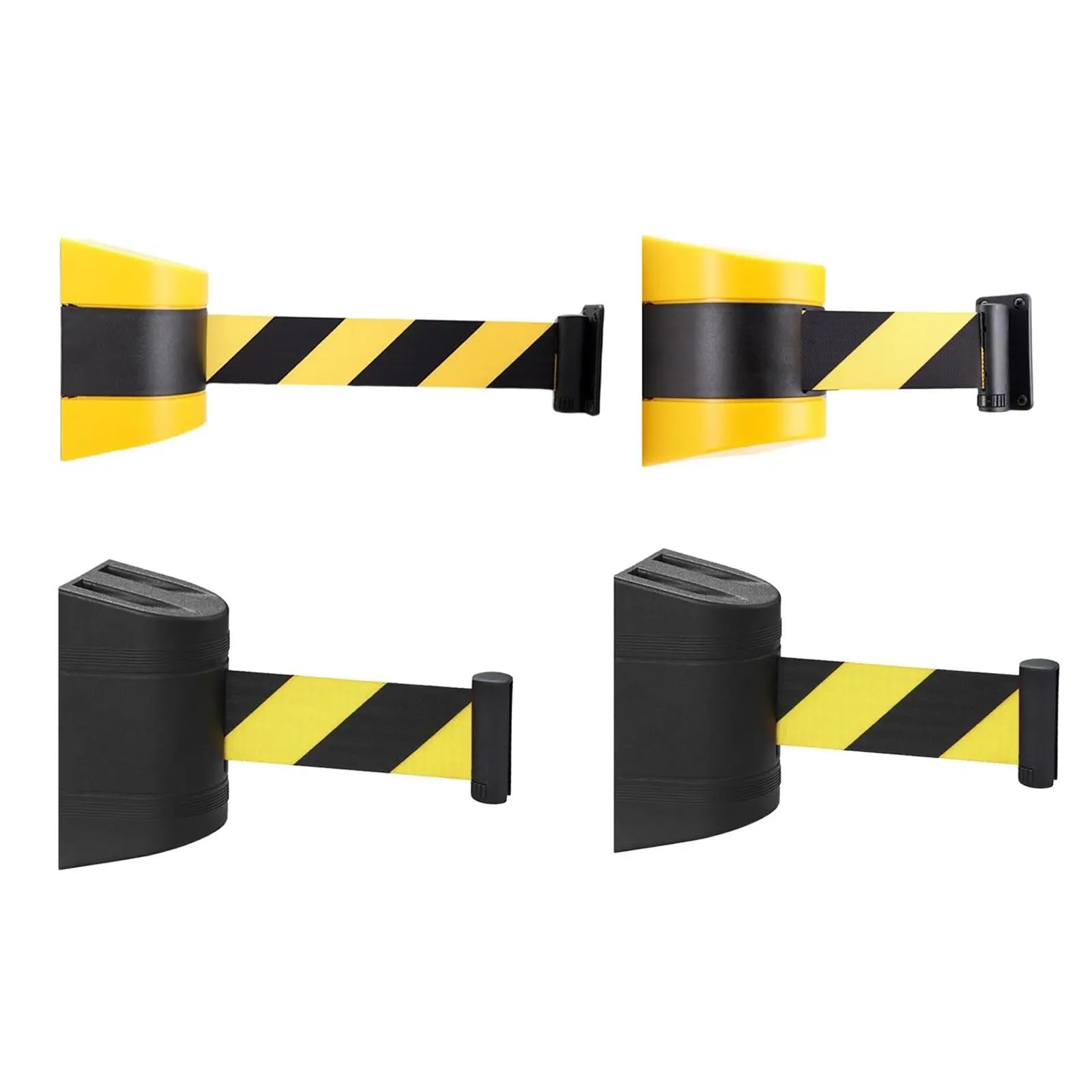 Cinta Balizamiento Montado En Pared Barrera de cinta retráctil montaje en pared fija Barricadas control multitudes Cinta aislamiento para Aeropuertos(Black,2meters)